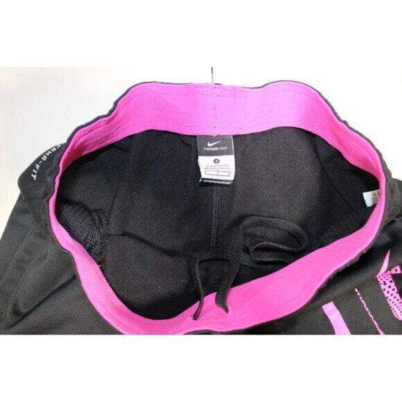 Women Nike Therma-Fit Just Do It Fleece Sweat Pants Jogger Small Black Ankle Zip - Picture 3 of 6